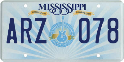 MS license plate ARZ078