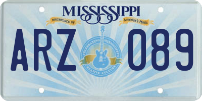 MS license plate ARZ089