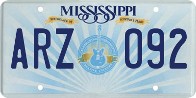 MS license plate ARZ092
