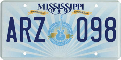MS license plate ARZ098