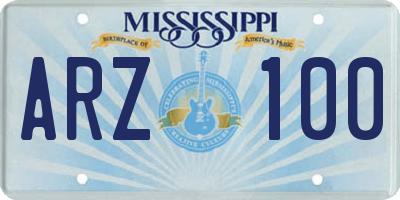 MS license plate ARZ100