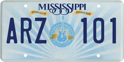 MS license plate ARZ101