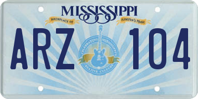 MS license plate ARZ104