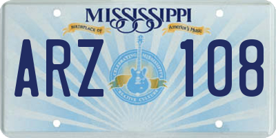 MS license plate ARZ108