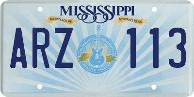 MS license plate ARZ113