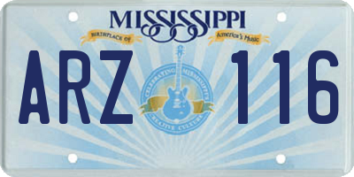 MS license plate ARZ116