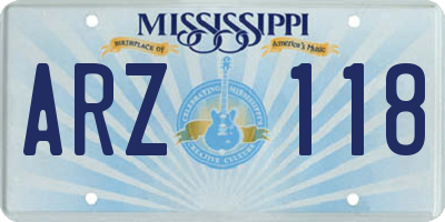 MS license plate ARZ118