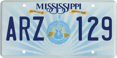 MS license plate ARZ129