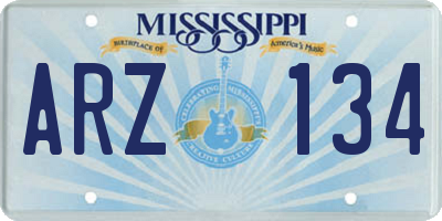 MS license plate ARZ134
