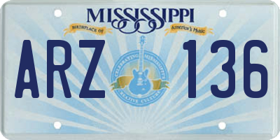 MS license plate ARZ136