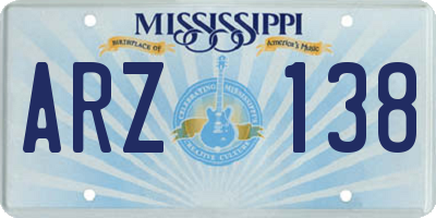 MS license plate ARZ138