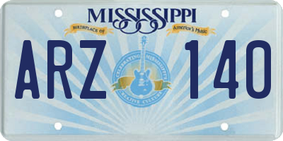 MS license plate ARZ140