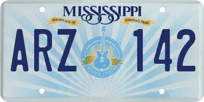 MS license plate ARZ142
