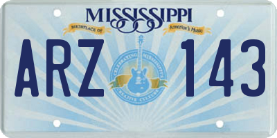 MS license plate ARZ143