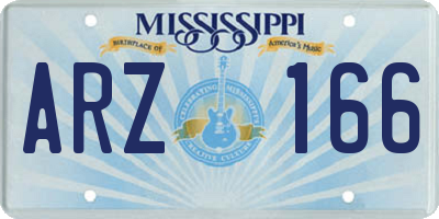 MS license plate ARZ166