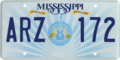 MS license plate ARZ172