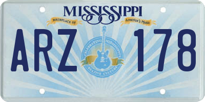 MS license plate ARZ178