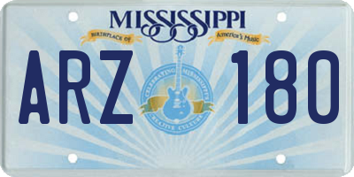 MS license plate ARZ180