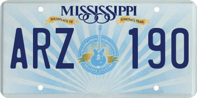 MS license plate ARZ190