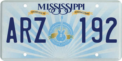 MS license plate ARZ192