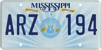 MS license plate ARZ194
