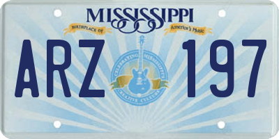 MS license plate ARZ197