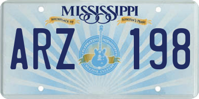 MS license plate ARZ198