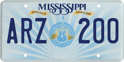 MS license plate ARZ200