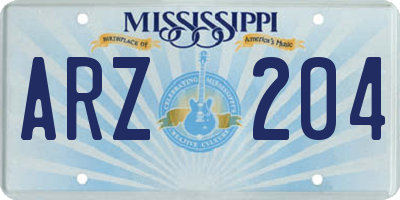 MS license plate ARZ204