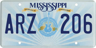 MS license plate ARZ206