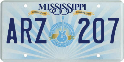 MS license plate ARZ207