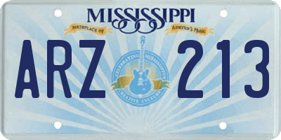 MS license plate ARZ213