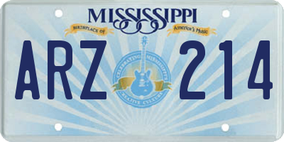 MS license plate ARZ214