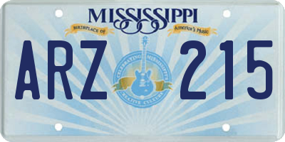 MS license plate ARZ215