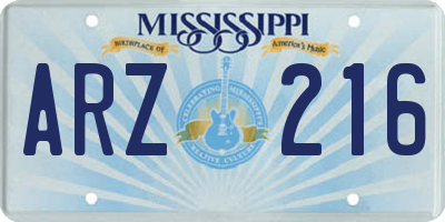 MS license plate ARZ216