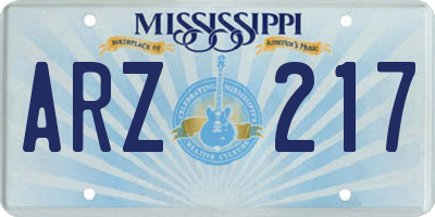 MS license plate ARZ217