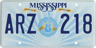 MS license plate ARZ218
