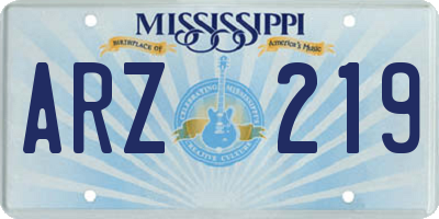 MS license plate ARZ219