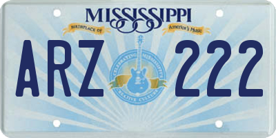 MS license plate ARZ222