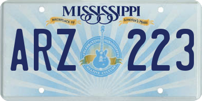 MS license plate ARZ223