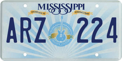 MS license plate ARZ224