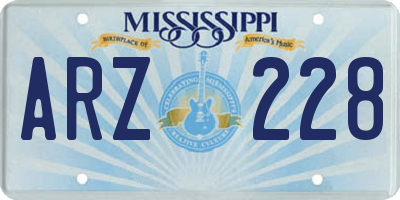 MS license plate ARZ228