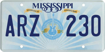 MS license plate ARZ230