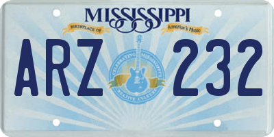 MS license plate ARZ232