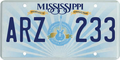 MS license plate ARZ233