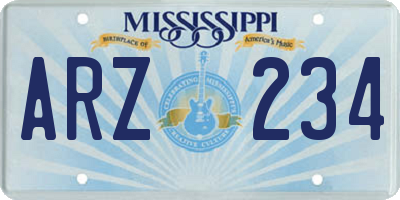 MS license plate ARZ234