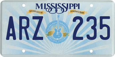 MS license plate ARZ235