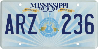 MS license plate ARZ236