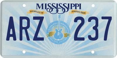 MS license plate ARZ237