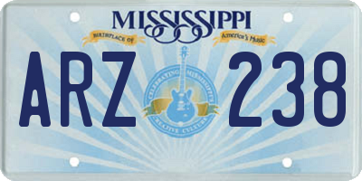 MS license plate ARZ238